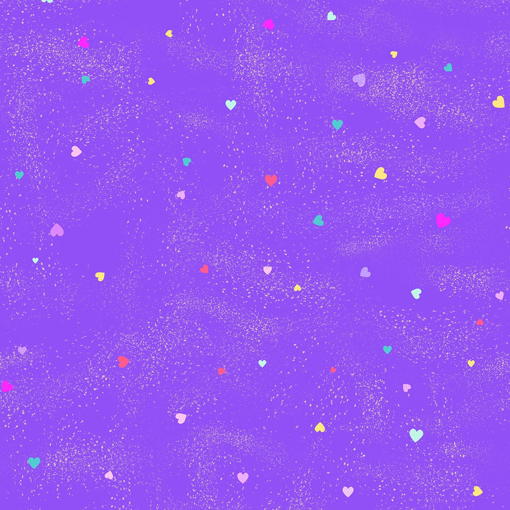 Clothworks - Dark Purple Unicorn Love Hearts