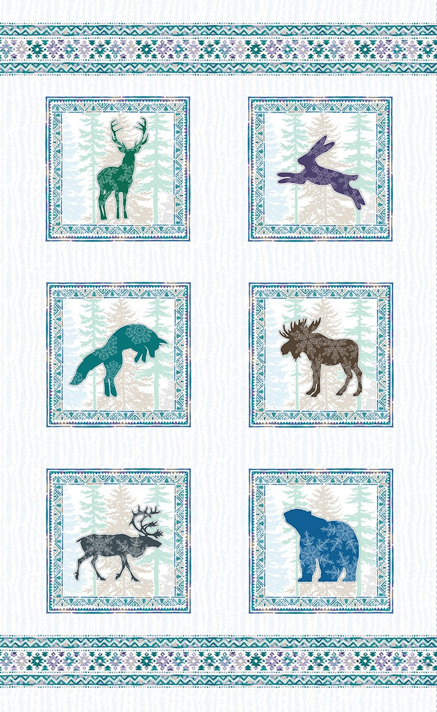 Scandinavian Winter - Multi Color Digital 27in Nordic Animals Panel