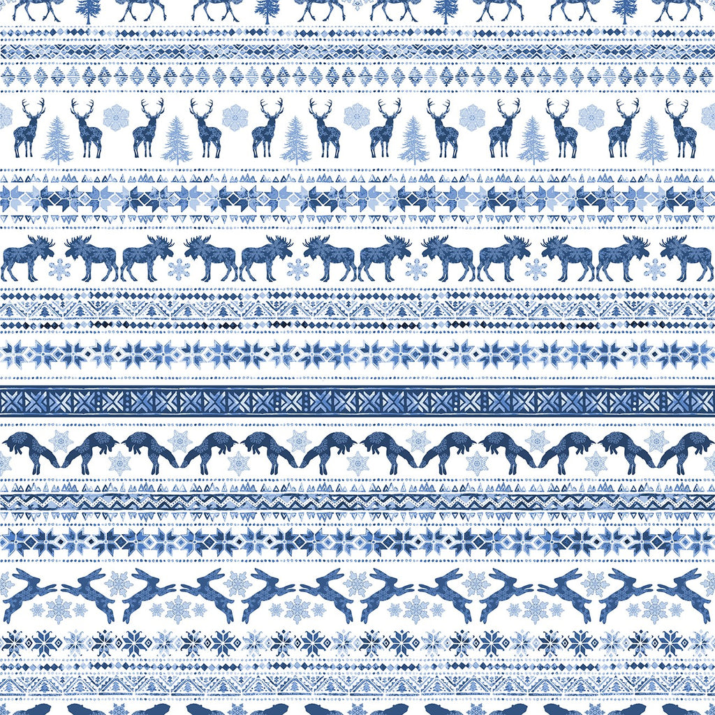 Scandinavian Winter - Blue Digital Fair Isle Animals