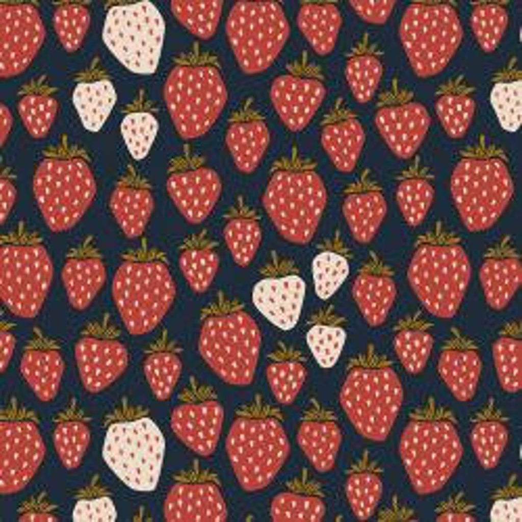 Cotton & Steel Strawberries Dark Canvas