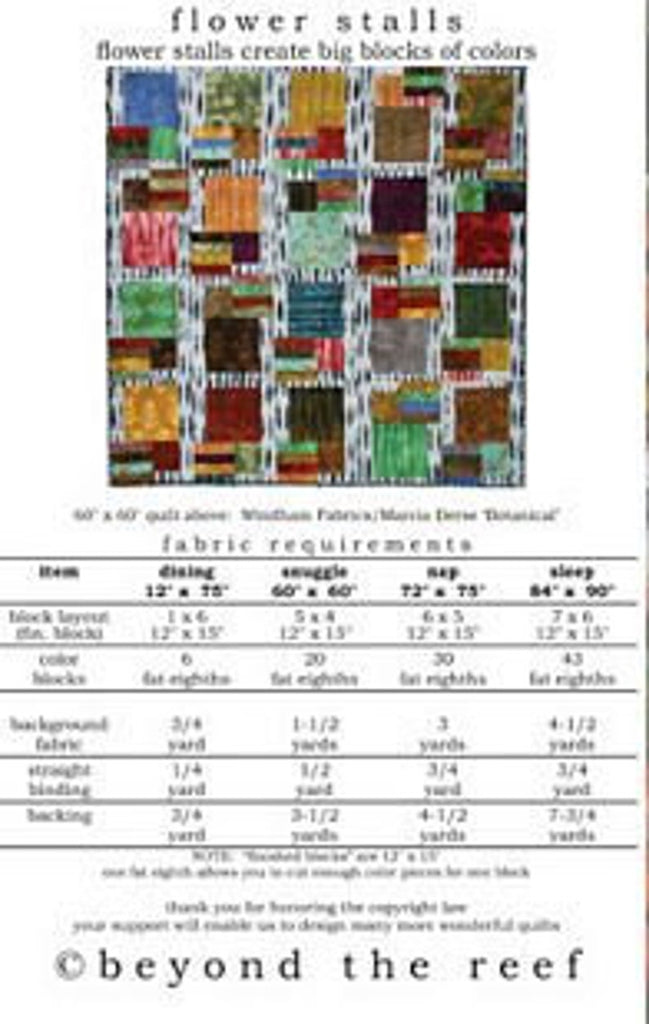 Beyond the Reef - Flower Stalls quilt pattern Multi sizes